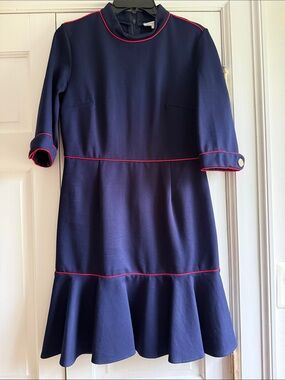 MISSLOOK Navy Dress with Pink Piping